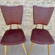 Paire de chaises en bois clair et Skaï, vers 1950