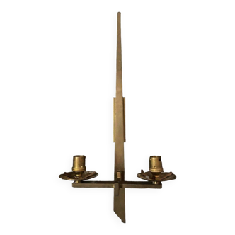Applique en bronze moderniste 1960 deux feux