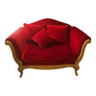 Red velvet sofa