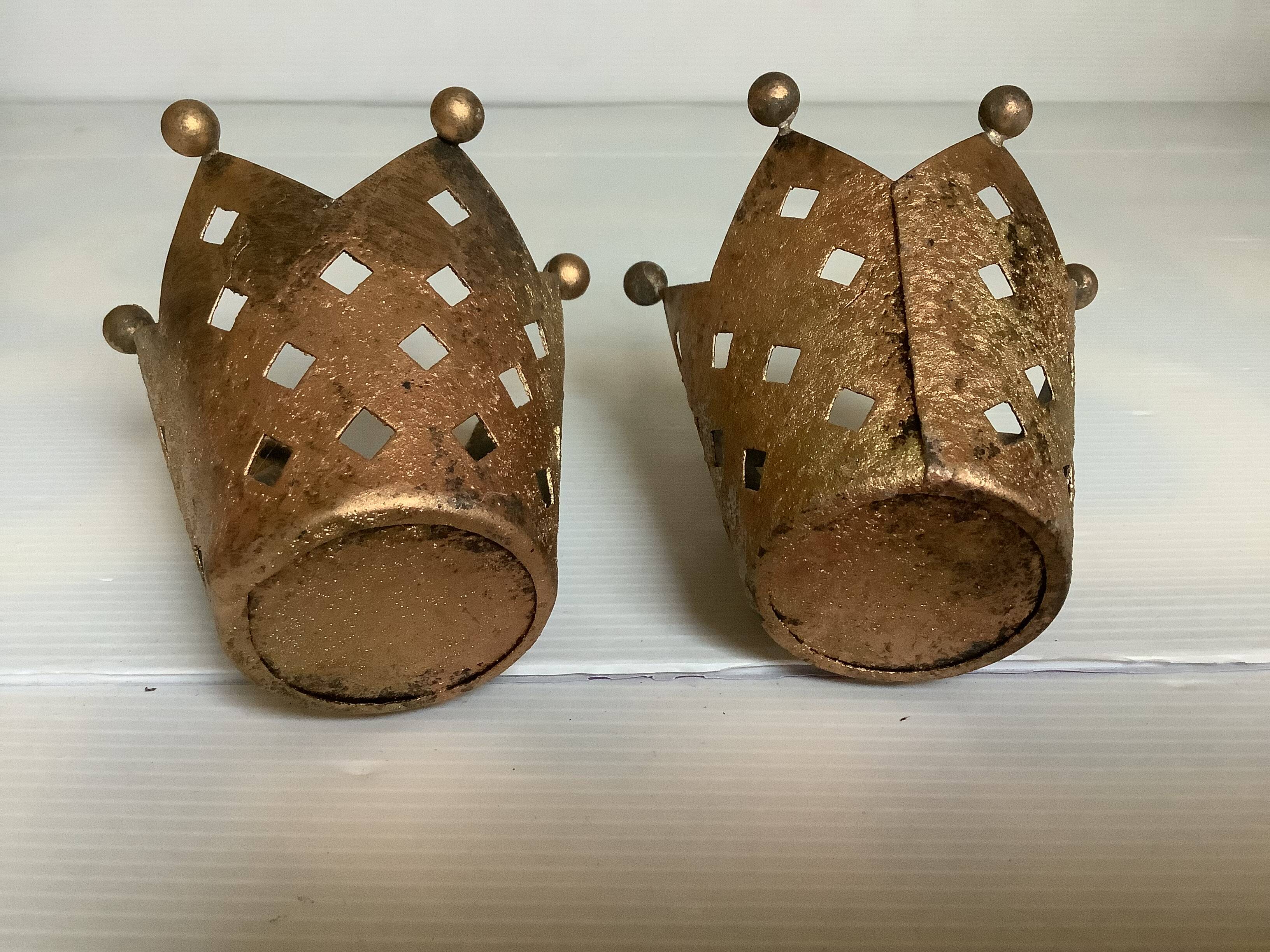 Pair of crown candlesticks