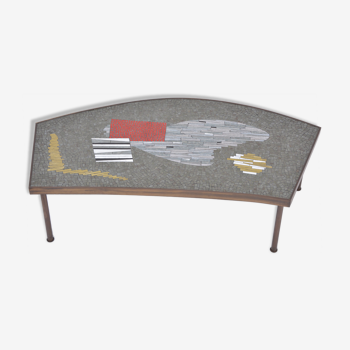 Table basse en mosaïque et laiton par Berthold Müller-Oerlinghausen