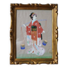 Aquarelle japonaise des années 1940 signée d'un sinogramme