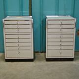 Set of 2 industrial German medical chests with drawers by Baisch, 1950s