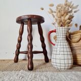 Antique wooden tripod stool - turned leg side table