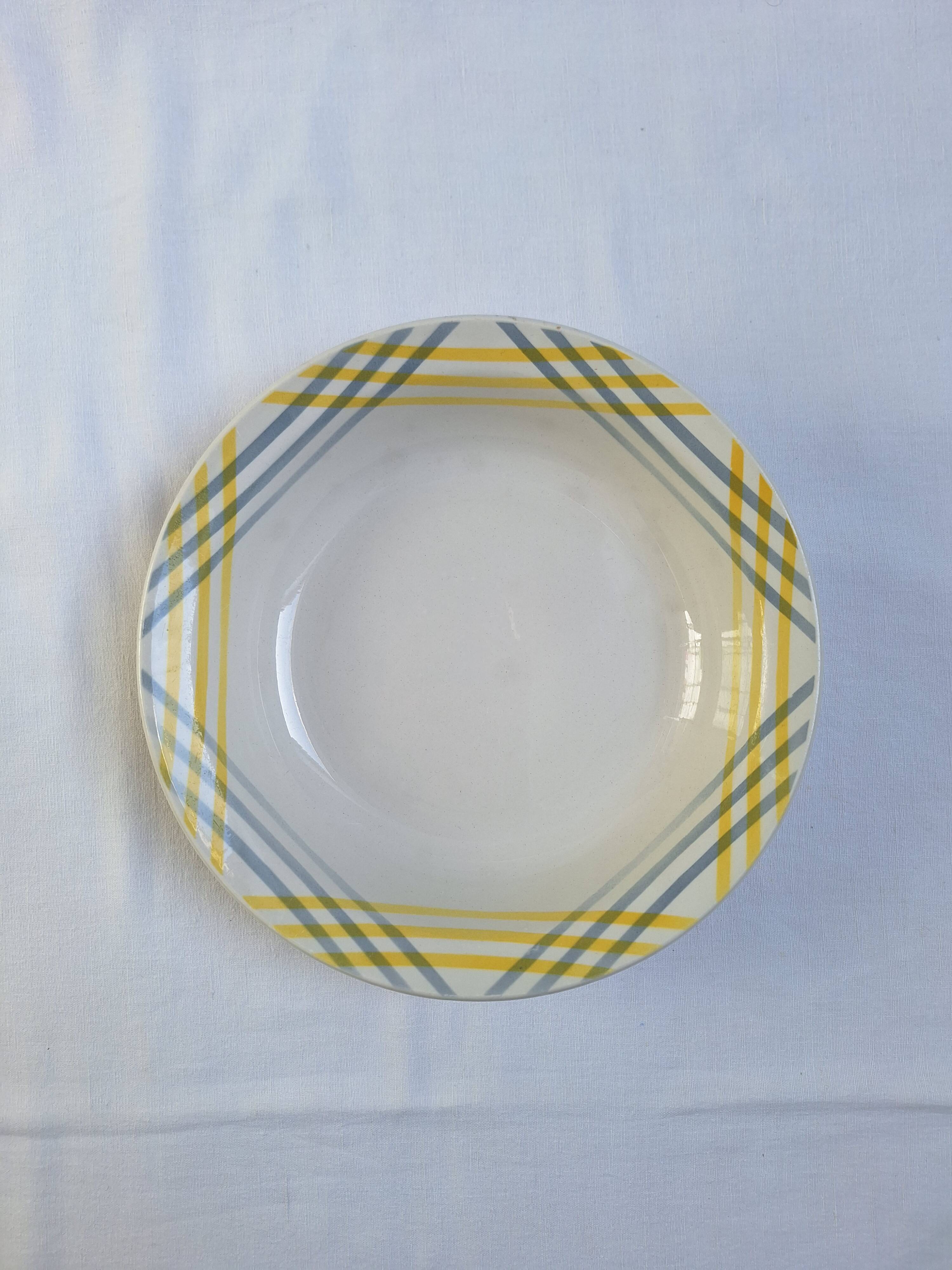 Plat creux Moulin des Loups jaune et gris