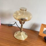 Table lamp in brass and golden smoked glass globe LAMP-7414