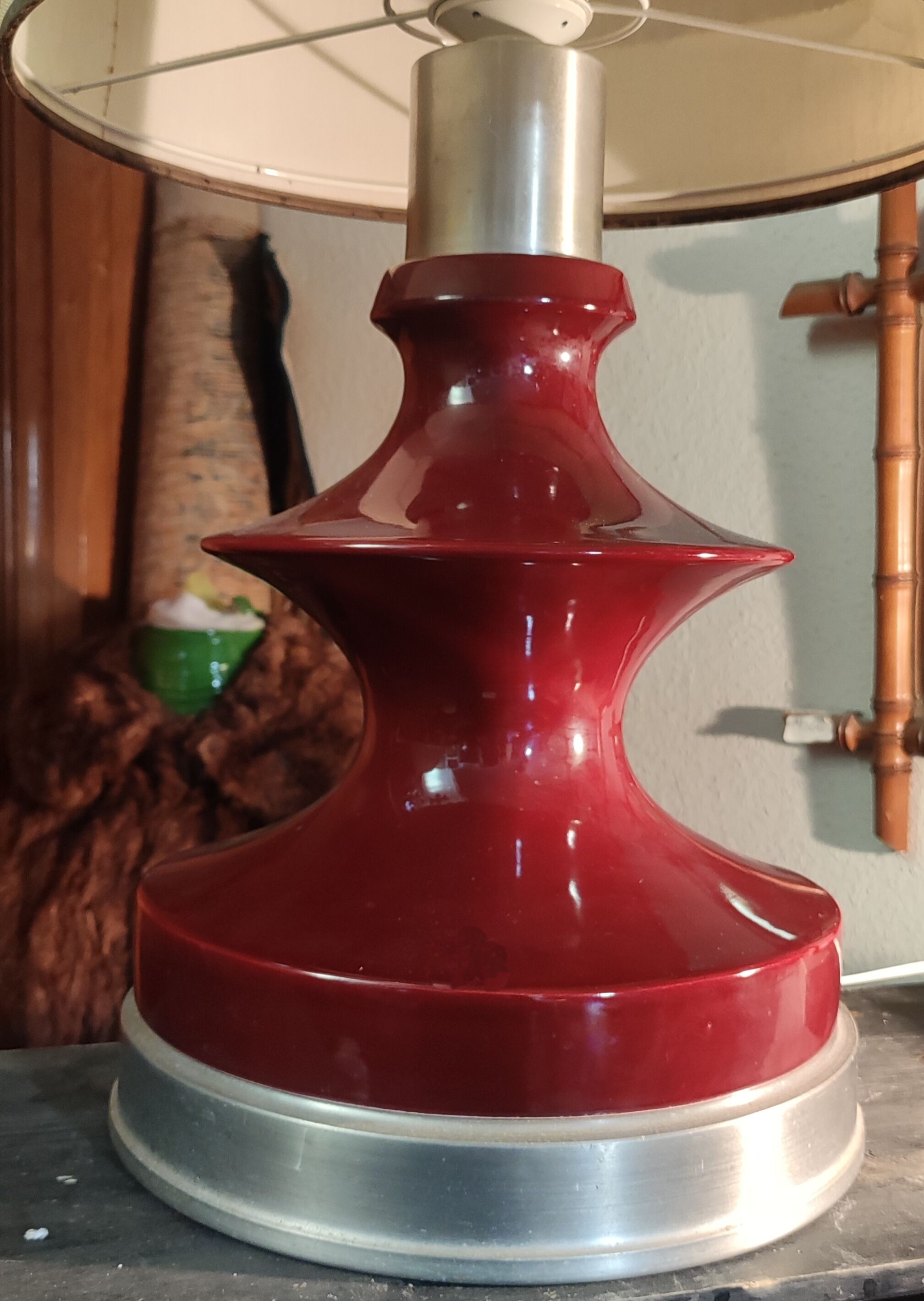 Ceramic and aluminum table lamp / design 20 th century