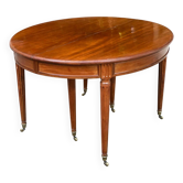 Louis XVI solid wood extendable round dining table 210cm with casters