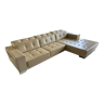 Canapé d'angle design moderne, en cuir véritable beige/sable