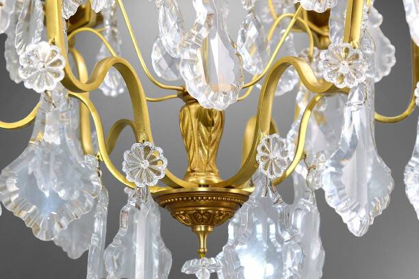 Lustrous Gold Bronze & Bohemian Crystal with Six Lights Louis XV * Lucien GAU