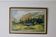 Oil painting on vintage panel "Mountain Cabin with Forest and Hills" - Vintage and framed