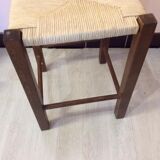 Wooden and straw stool