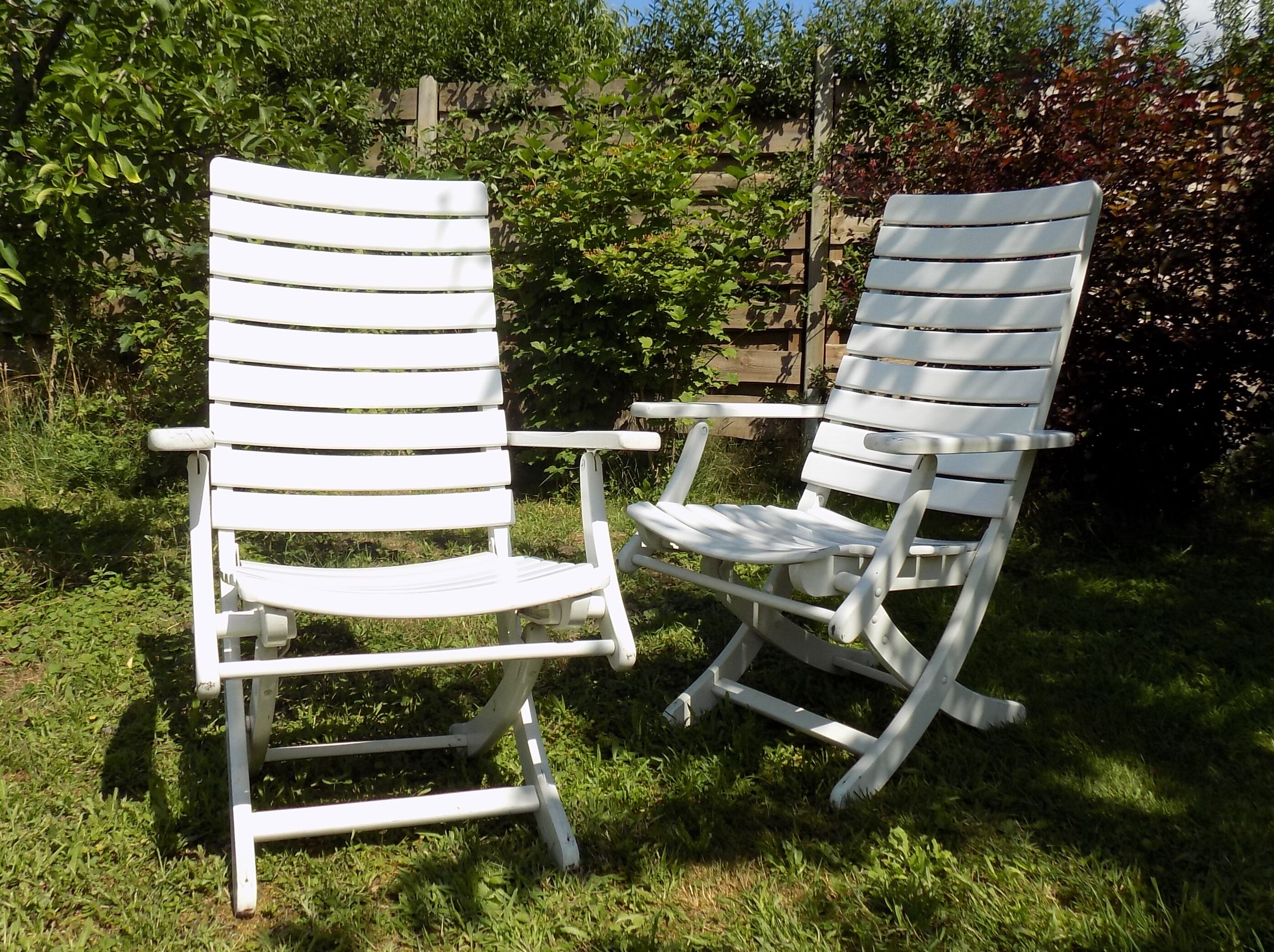 Chaises de jardin en bois années 80 Herlag