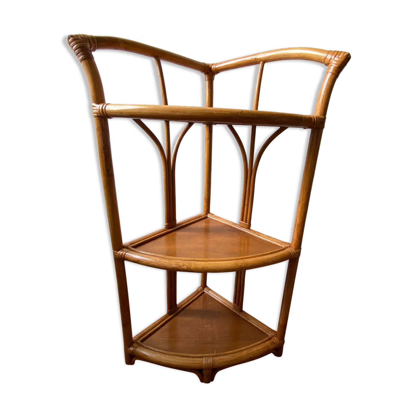 Étagère d’angle bambou osier