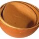 Lot de 3 demies calebasses, provenance d’Afrique de l’Ouest, 24 – 27 – 30cm