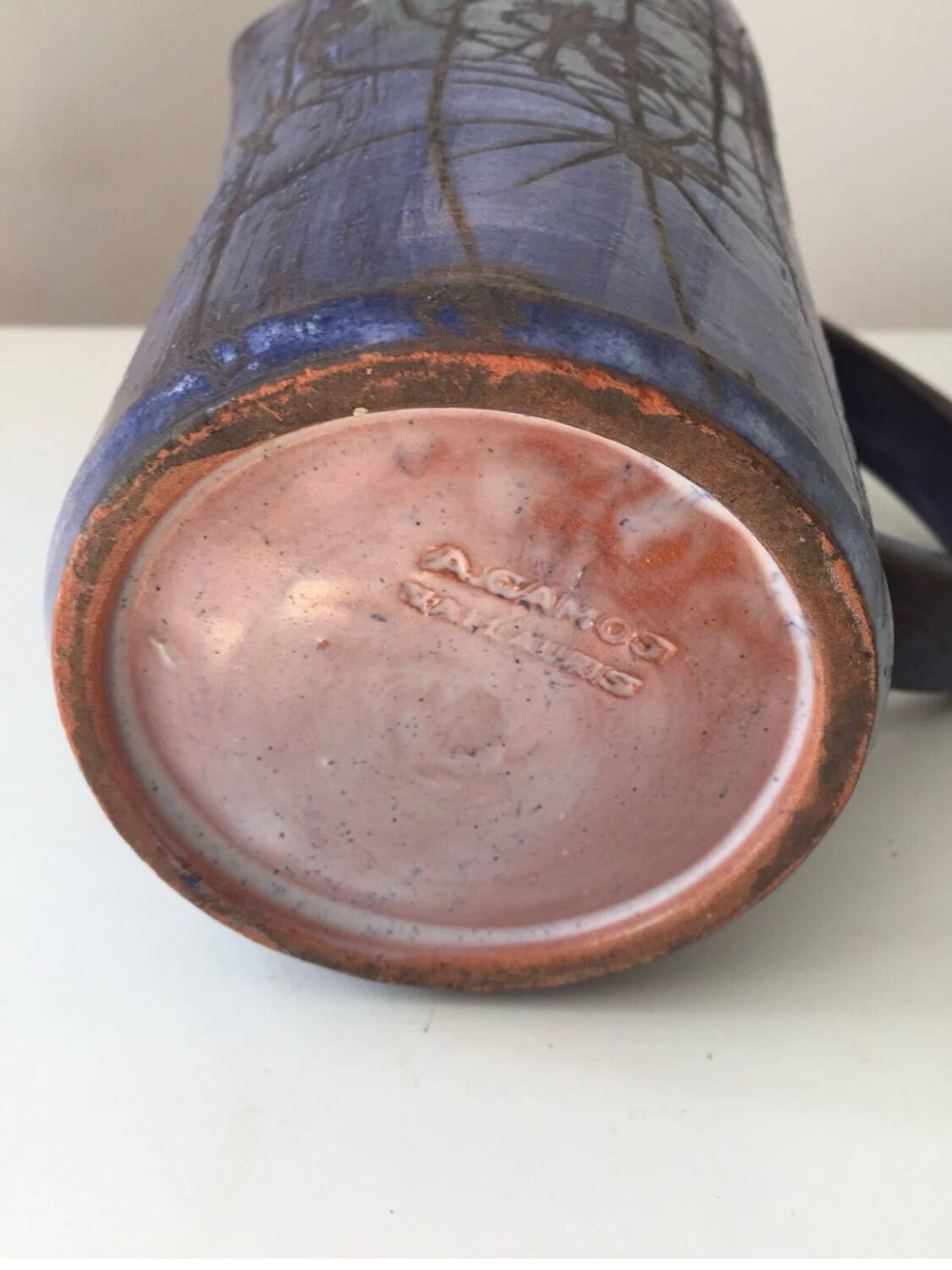 A. Camos Vallauris Blin style ceramic pitcher/jug