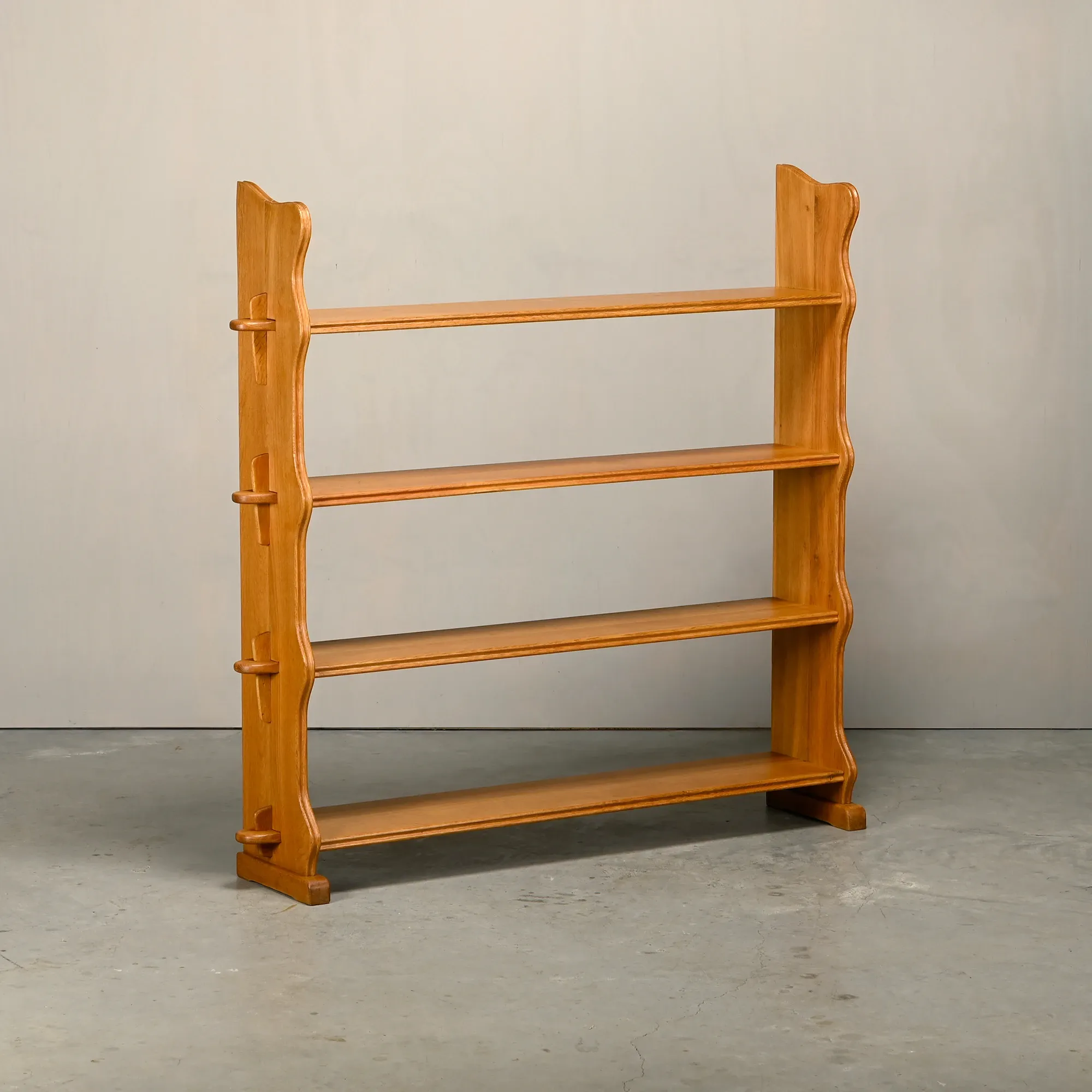 Shelf in Brutalist Henning Kjærnulf or Arts and Crafts style solid Oak 1960