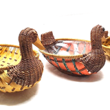Set of 3 trundle baskets wicker duck decoration empty pocket