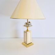 Vintage Regency Brass Crystal Fruit Table Lamp from Le Dauphin, 1970s