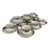 Ensemble de 10 tasses et soucoupes anciennes Digoin Sarreguemines