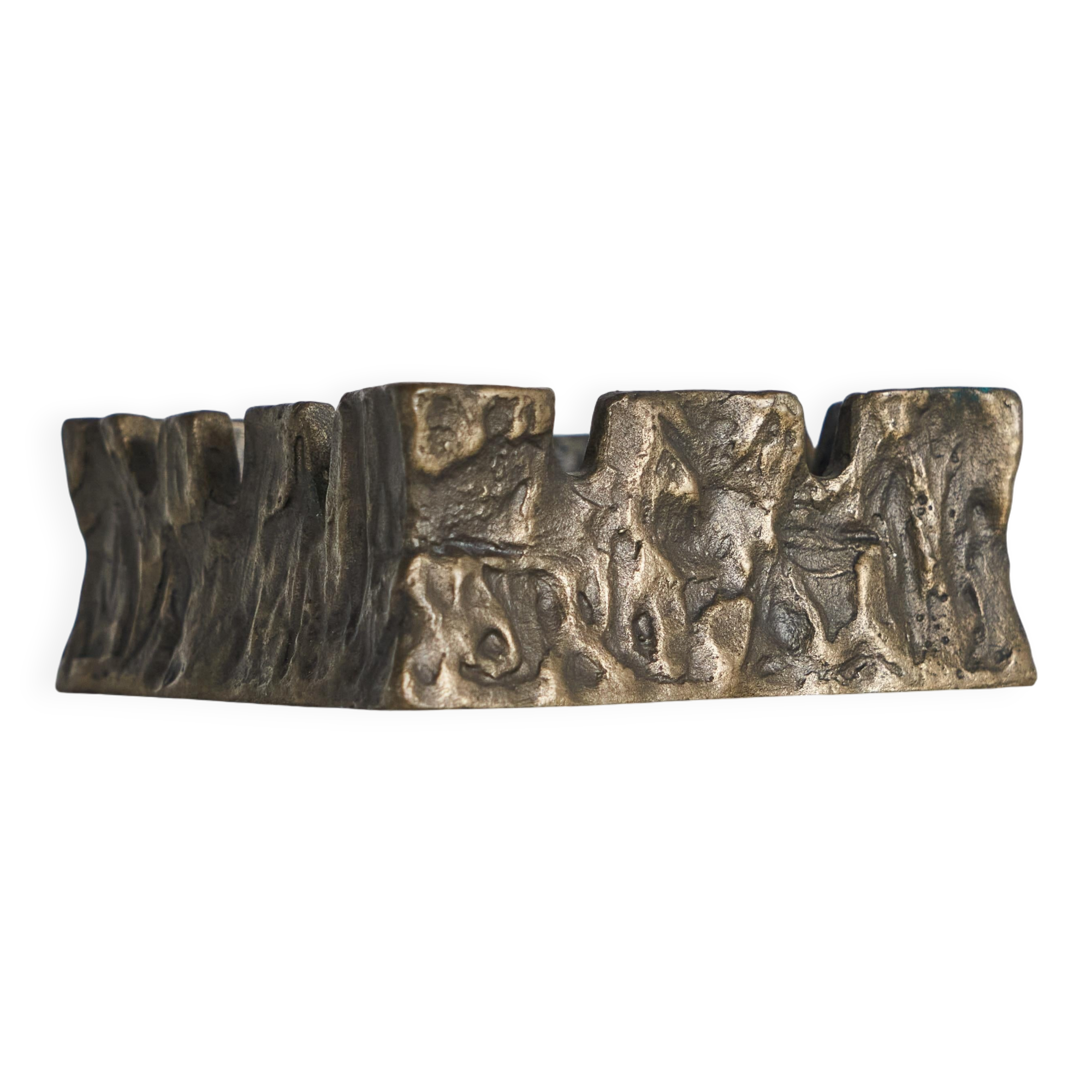 Bronze catchall in Brutalist style from the 1960s.