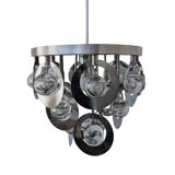 Vintage Pendant • Oscar Torlasco • Stilkronen • Glass & Steel • Murano • Space Age • 1970