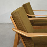 Paire de fauteuils scandinaves kaki, 1960