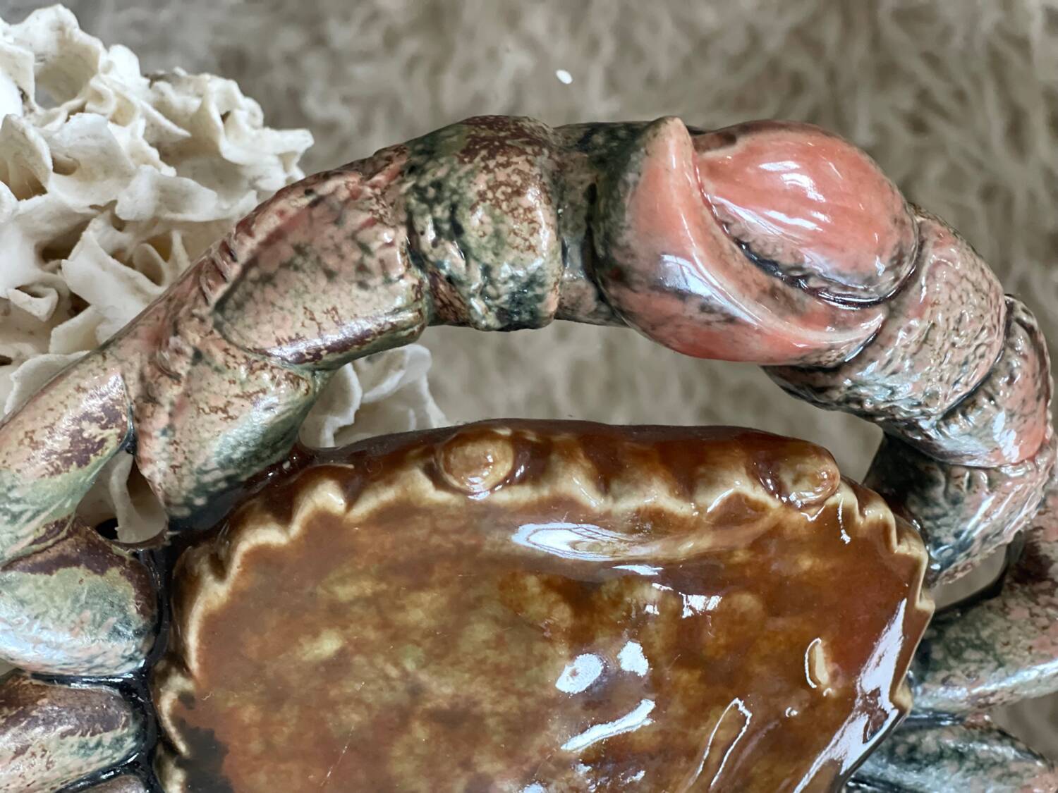 Glazed ceramic crab