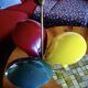 Vintage tri-color chandelier in lacquered steel and brass