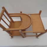 doll high chair with bars, light wood