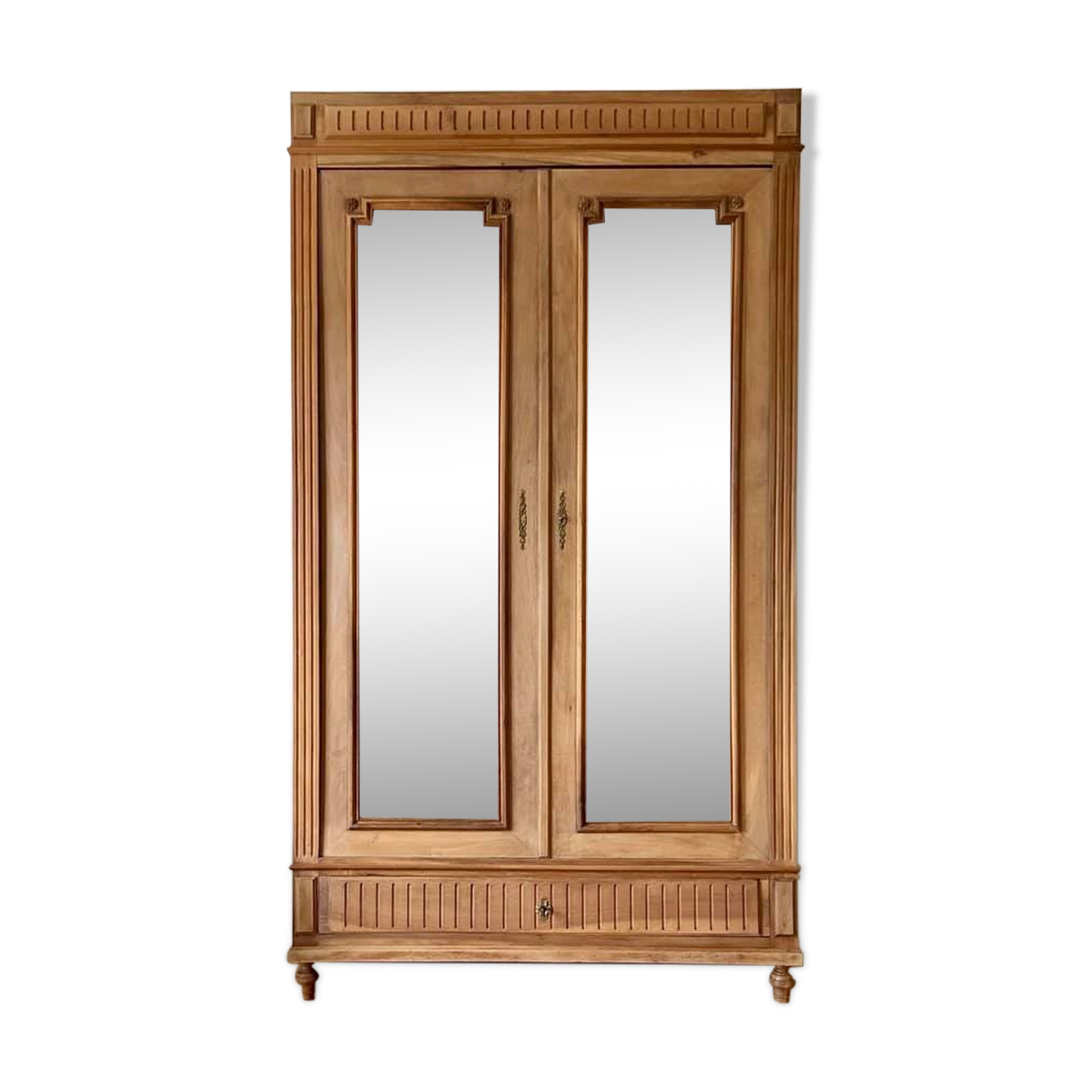 Louis XVI style cabinet in raw solid walnut