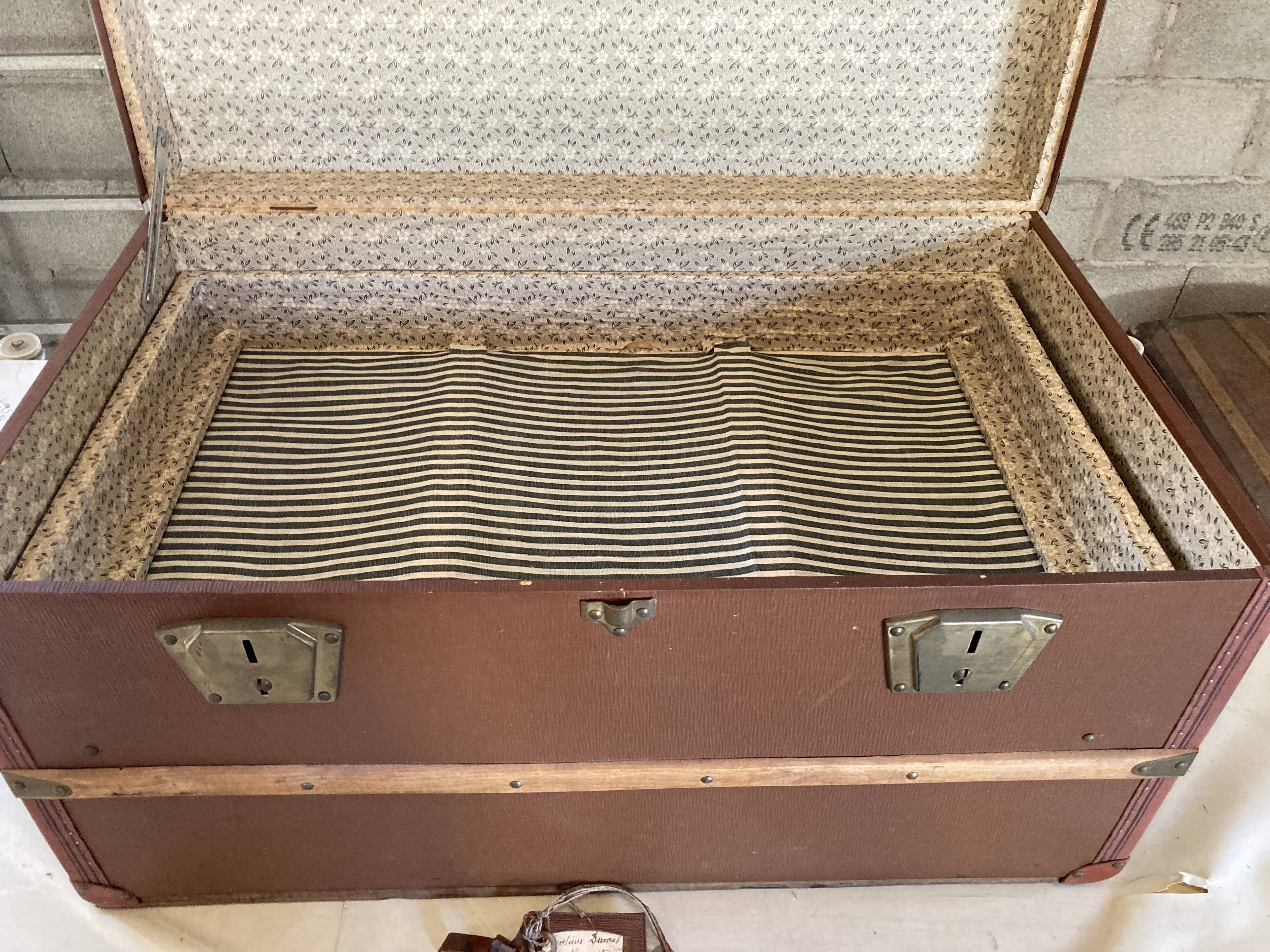 TRAVEL TRUNK RECTANGLE DEBUT XXE WOOD BROWN LEATHER SHEATH