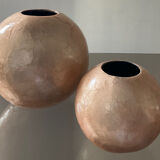 Duo of vintage mother-of-pearl vases