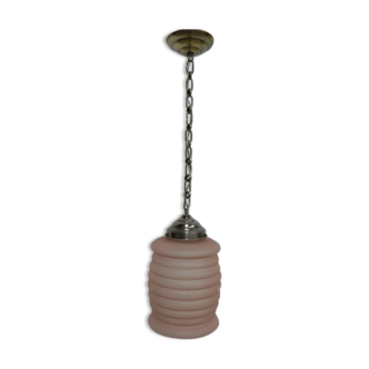 Suspension with frosted glass Deco rose