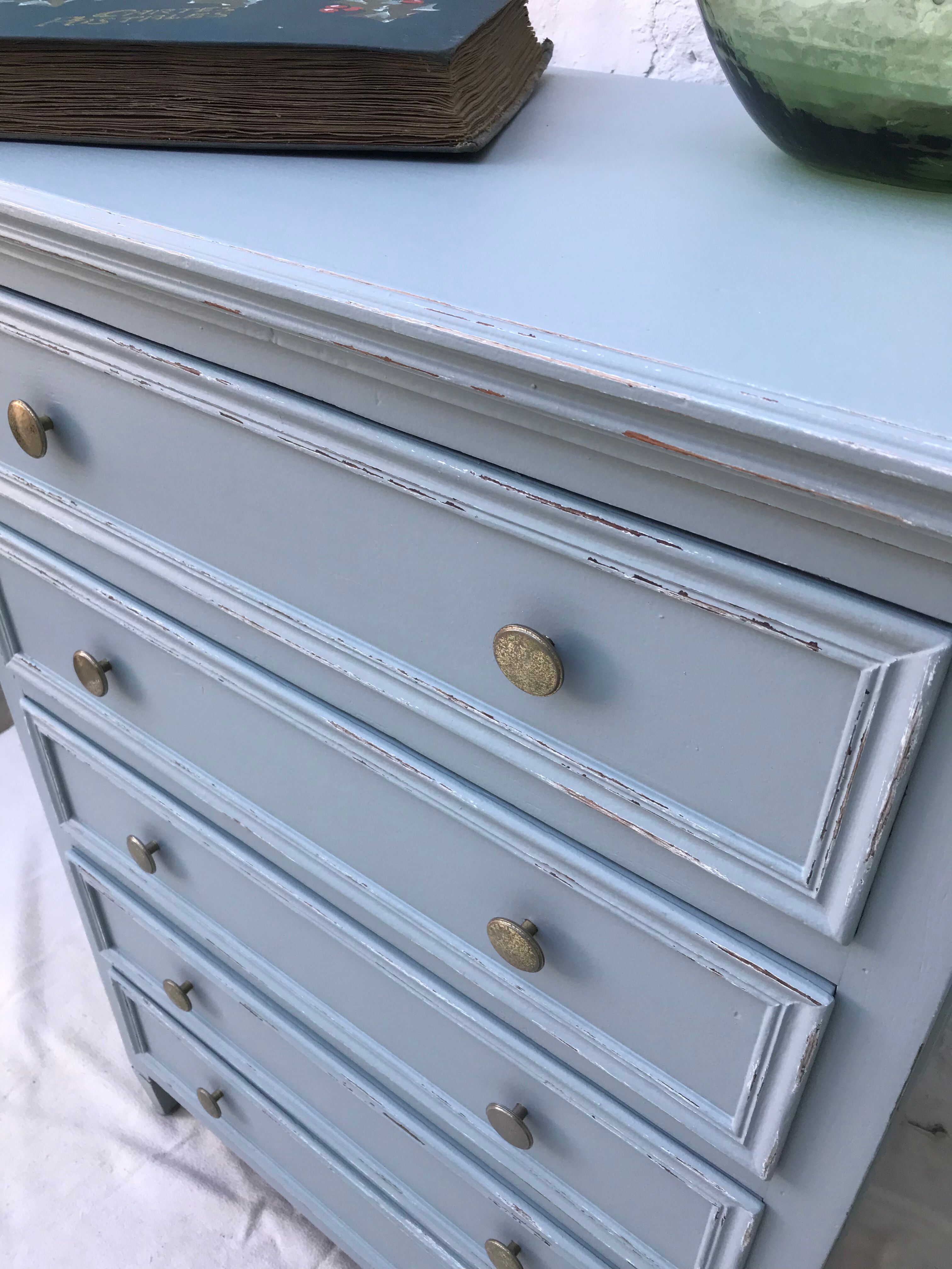Antique chest of drawers 5 drawers patinated