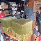 Pair of fringed toadstool poufs
