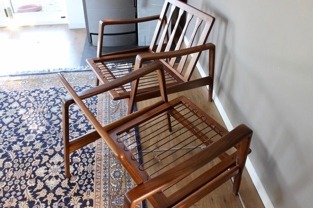 Pair of Scandinavian vintage teak armchairs by Arne Wahl Iversen for Komfort, Denmark, 60s