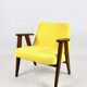 366 armchair in yellow velvet by Józef Chierowski, 1970s