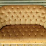 Bench-Toad 2 seats, Velvet padded, 60s mustard