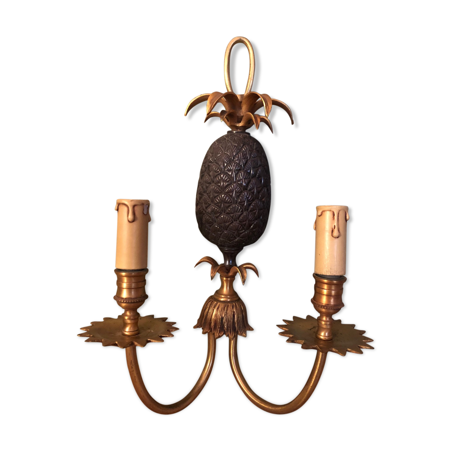 Pineapple bronze sconce