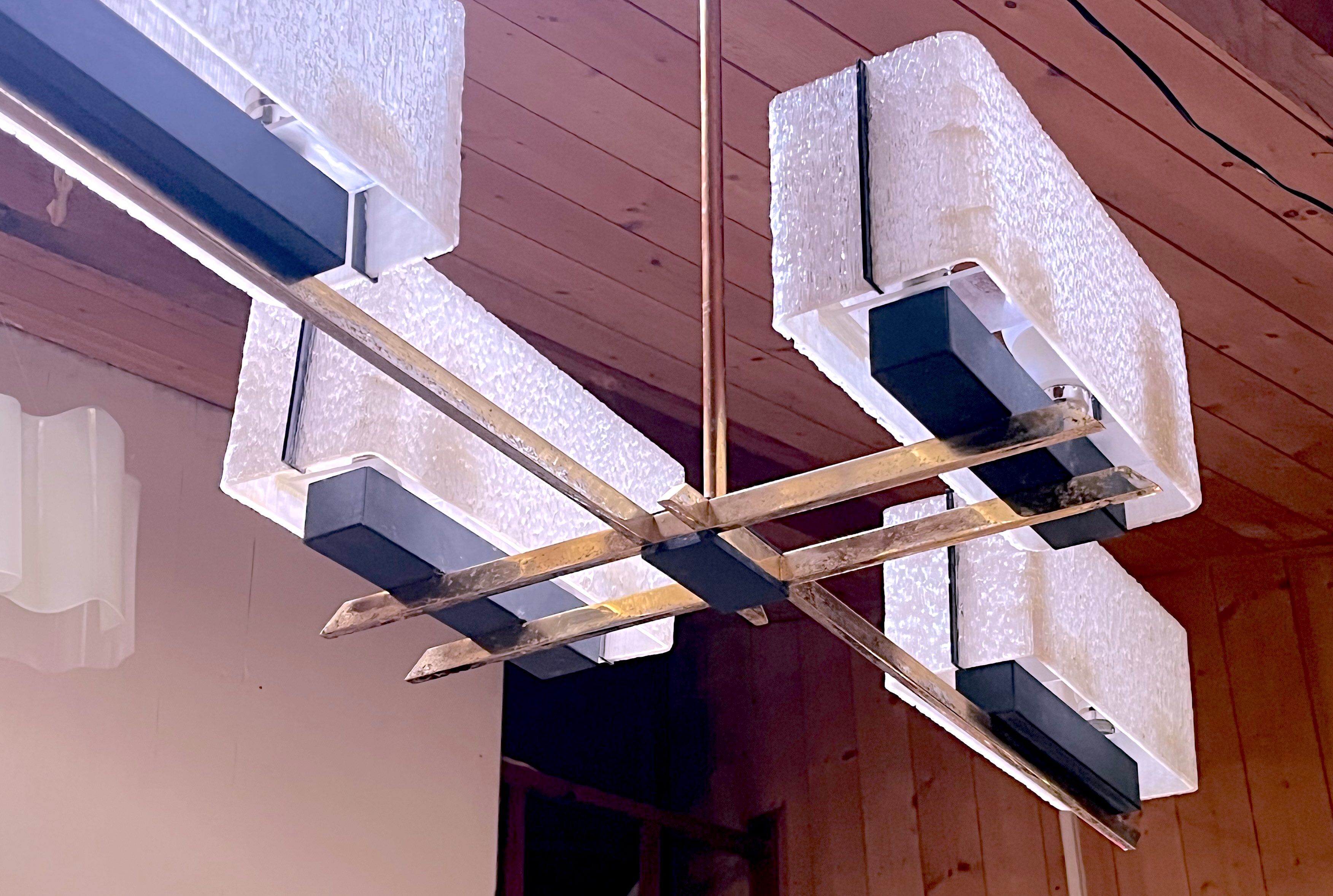 Maison Arlus, brass chandelier model "mad-men", mid-century France