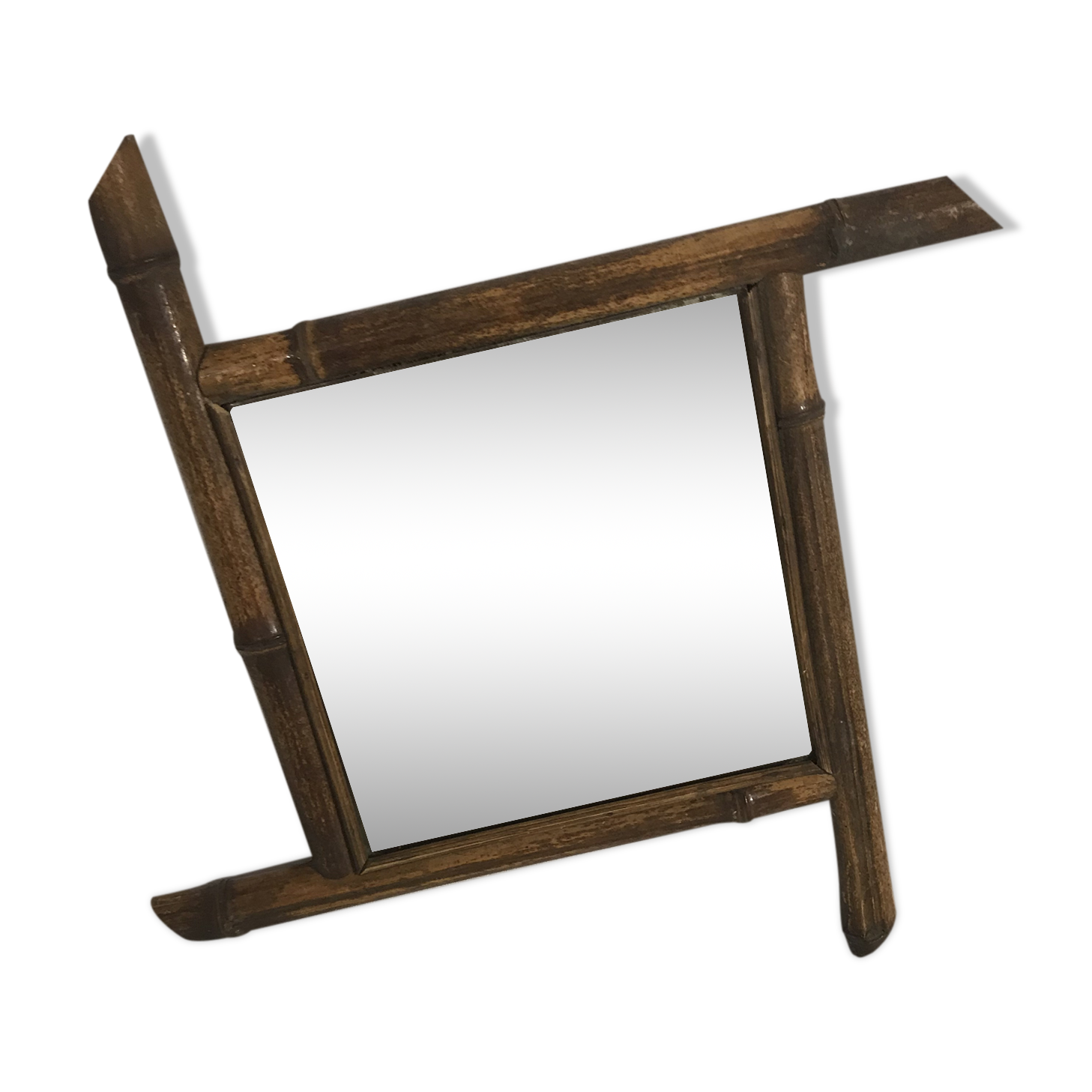 Old bamboo mirror 60 - 42x42cm