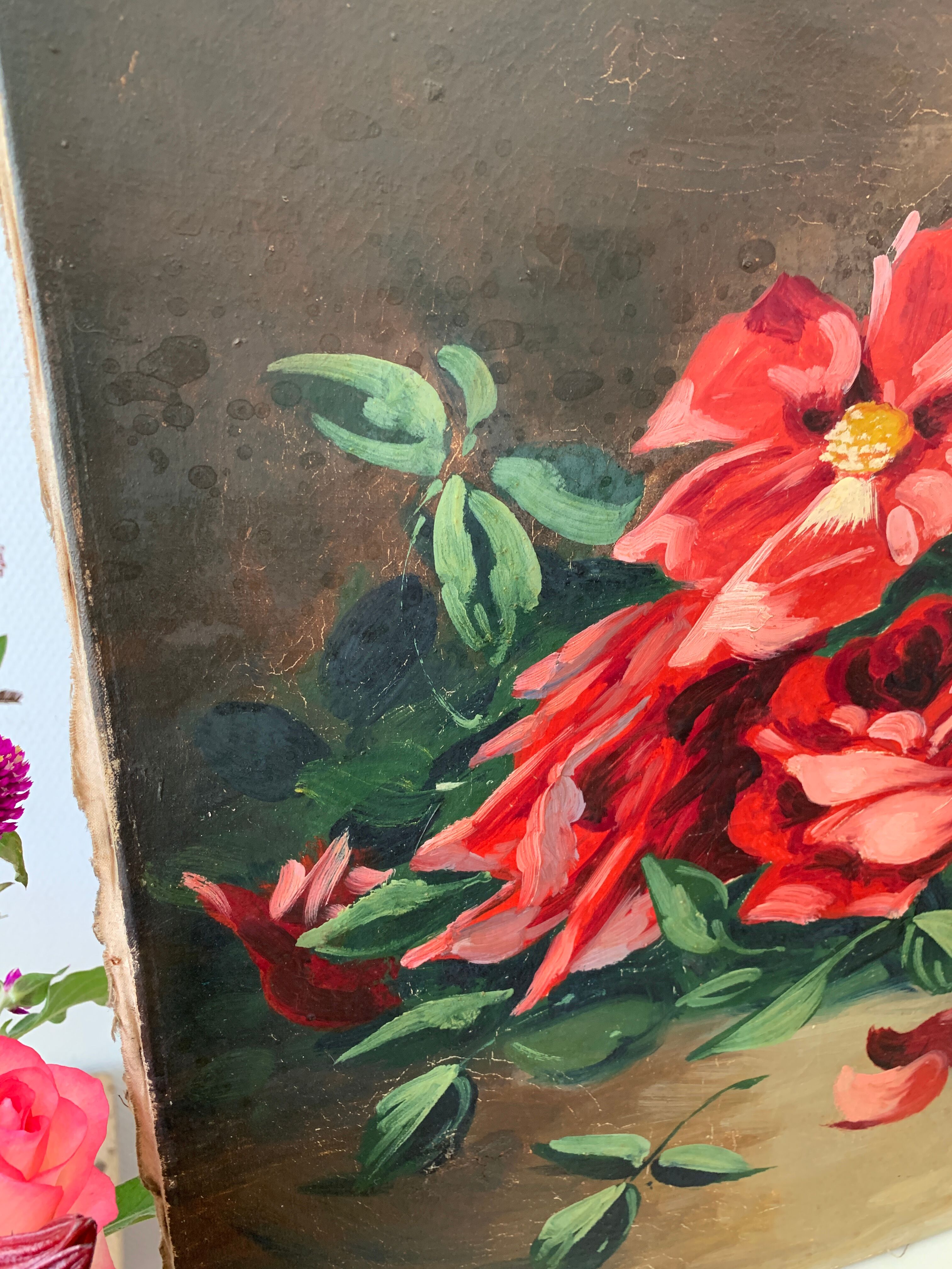 Ancienne peinture de roses