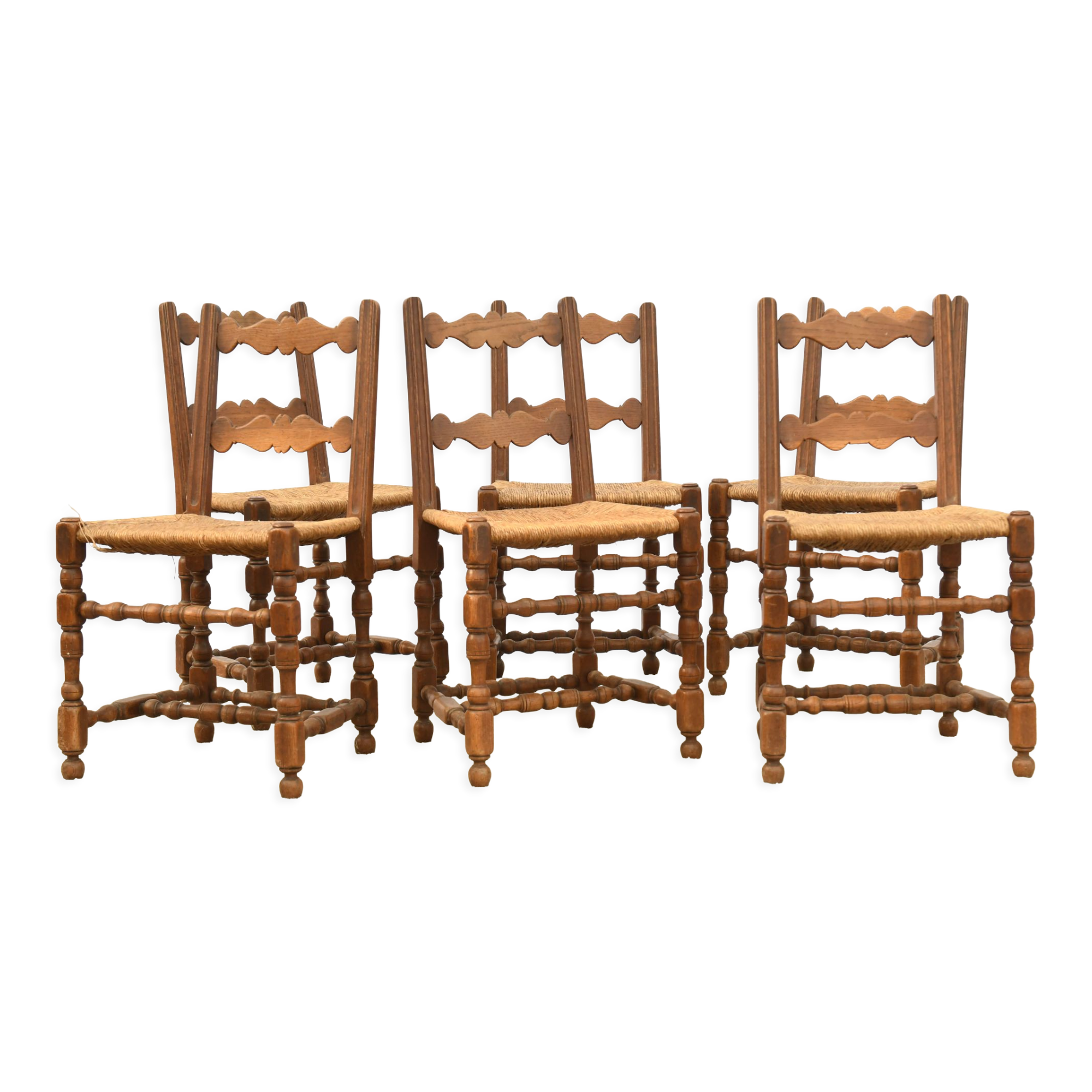 6 straw chairs