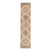 Tapis de couloir vintage géométrique beige et marron 3x13, tapis de couloir long