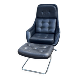 Fauteuil pivotant vintage Bramia avec repose-pieds