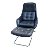Fauteuil pivotant vintage Bramia avec repose-pieds