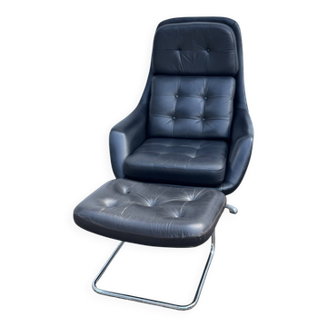 Fauteuil pivotant vintage Bramia avec repose-pieds