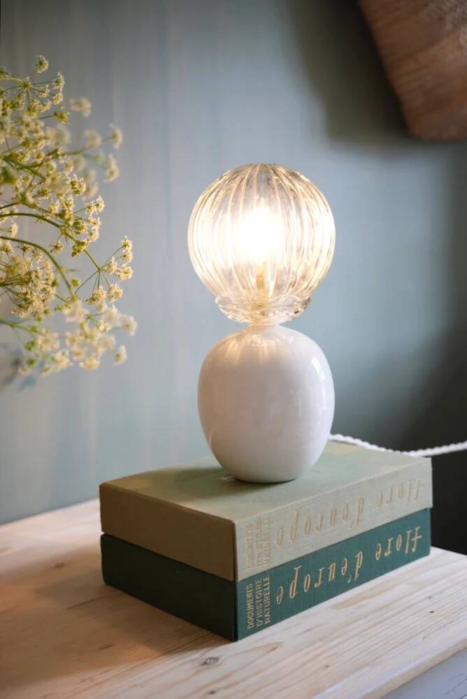 Ceramic lamp & striped glass