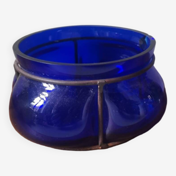 Blue blown metal Venetian glass pot
